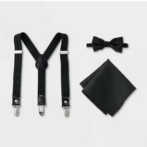 Cat & Jack Black Kids Suspenders, Bow Tie, and Pocket Square Set